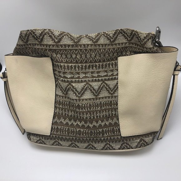 STEVE MADDEN Brown & Tan Cloth Shoulder Purse Bag - Picture 2 of 5